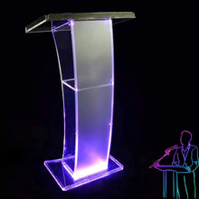 Cargar imagen en el visor de la galería, Clear Podium with Light: Acrylic Podium Stand Pulpits for Churches, Portable Lecterns, Podium, Pulpit