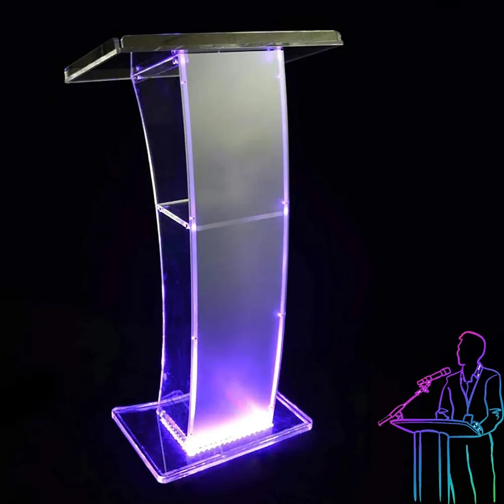 Clear Podium with Light: Acrylic Podium Stand Pulpits for Churches, Portable Lecterns, Podium, Pulpit