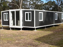 将图片加载到图库查看器,Outdoor Tiny Home Mobile Expandable Plastic Prefabricated House, Modern Sturdy Steel Storage House with Lockable Door and Windows