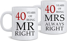 将图片加载到图库查看器,40th Wedding Anniversary for Couples, Golden 40th Anniversary for Parents, 40th Wedding Anniversary Coffee Mugs Grandparents Couples Mugs 40 Year Parents Anniversary Mug