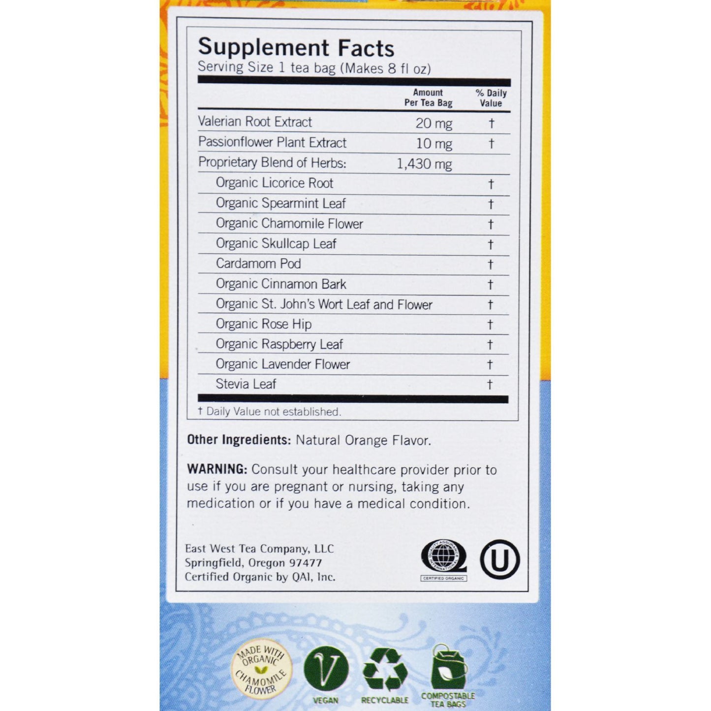 Yogi Bedtime Herbal Tea Caffeine Free Chamomile - 16 Tea Bags - Case of 6