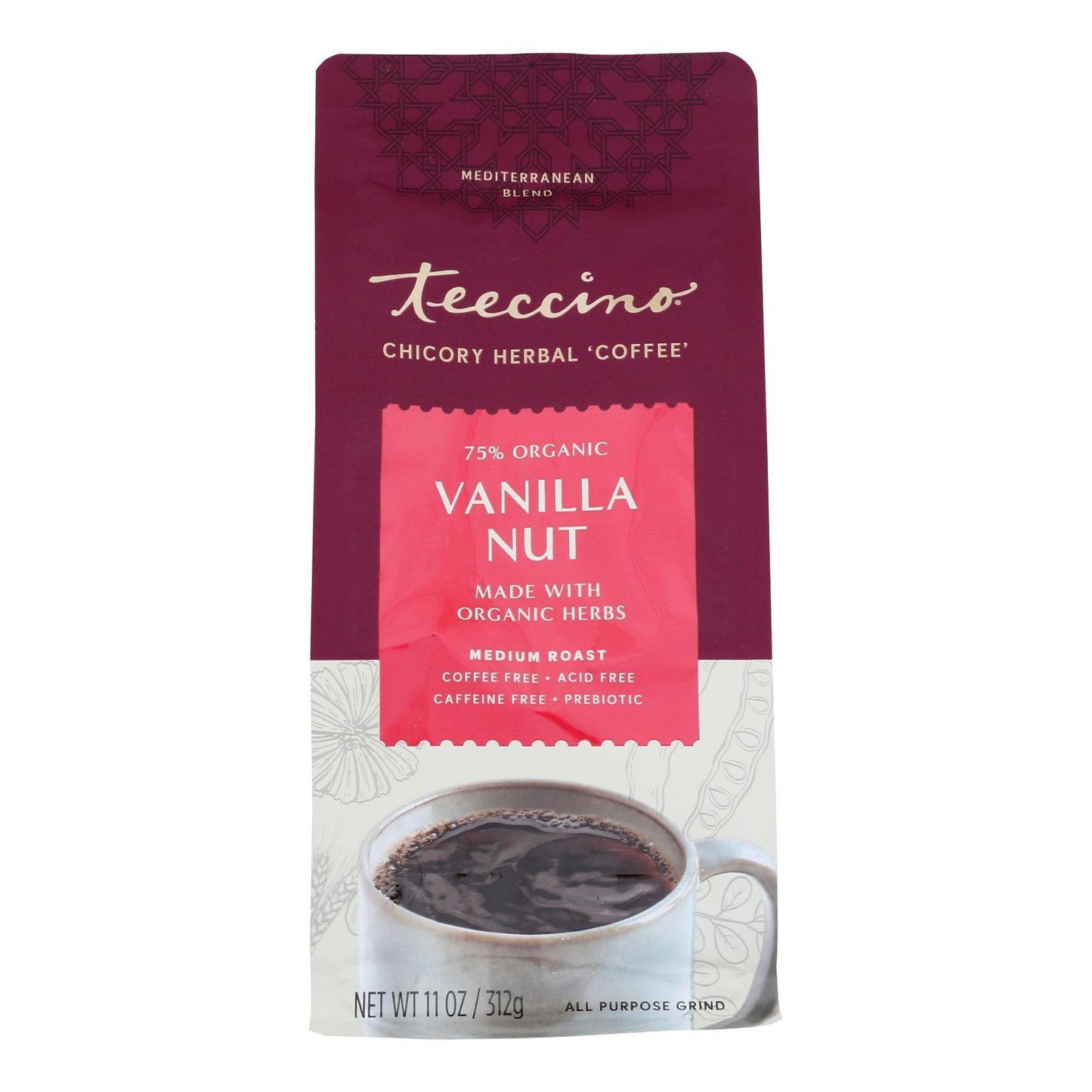 Teeccino Mediterranean Herbal Coffee Vanilla Nut - 11 oz - Case of 6