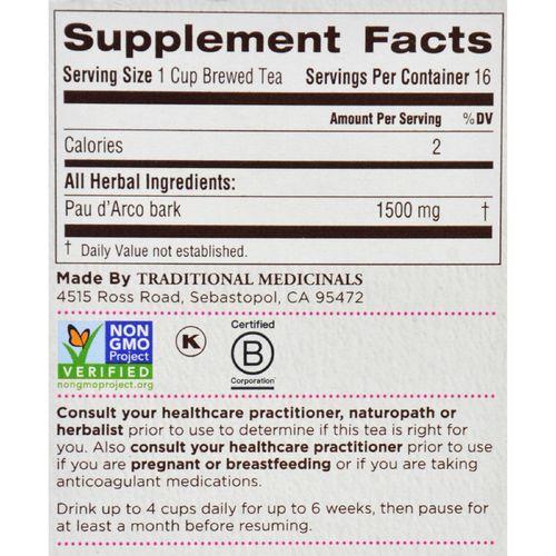 Traditional Medicinals Pau d'Arco Caffeine Free Herbal Tea - 16 Bags