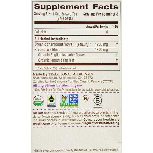 Traditional Medicinals Organic Chamomile with Lavender Herbal Tea - Caffeine Free - Case of 6 - 16 Bags