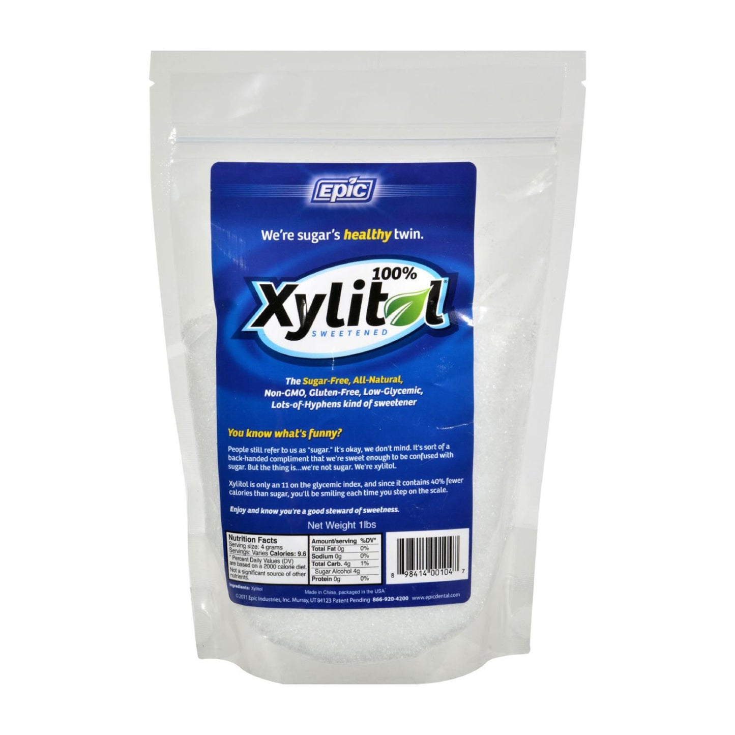 Epic Dental - 100 Percent Xylitol Sweetener - Pouch - 1 lb