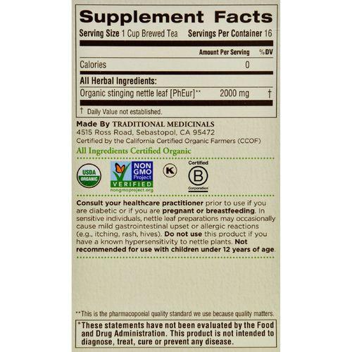 Traditional Medicinals Organic Nettle Leaf Herbal Tea - 16 Tea Bags - Case of 6