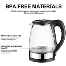 Charger l'image dans la galerie, 1.7L Blue LED Light Digital Glass Kettle Tea Coffee Kettle Pot with Temperature Control & Keep-Warm Function
