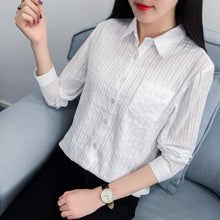 将图片加载到图库查看器,White Blouse Women 2018 New Spring Autumn Blouses Shirts Women Long Sleeve Casual Tops Simple Solid Colour 100% Cotton Shirt