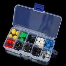 将图片加载到图库查看器,50pcs Tactile Push Button Switch Momentary Tact & Cap Assorted Kit 12x12x7.3mm Key Caps