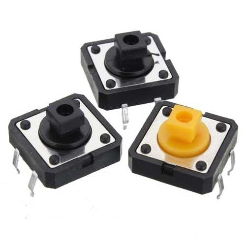 50pcs Tactile Push Button Switch Momentary Tact & Cap Assorted Kit 12x12x7.3mm Key Caps