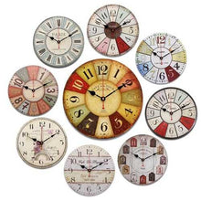 Load image into Gallery viewer, Round Vintage Rustic Wooden Wall Clock Quartz Movement