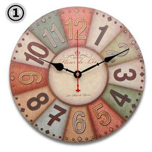 Load image into Gallery viewer, Round Vintage Rustic Wooden Wall Clock Quartz Movement