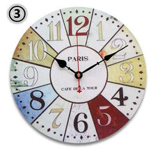 Load image into Gallery viewer, Round Vintage Rustic Wooden Wall Clock Quartz Movement