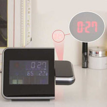 Load image into Gallery viewer, Digital LCD Time Projector Snooze Alarm Clock Temperature Weather Humidity LED