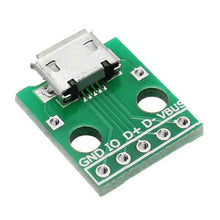 Load image into Gallery viewer, 30pcs Micro USB To Dip Female Socket B Type Microphone 5P Patch To Dip 2.54mm Pin With Soldering Adapter Board