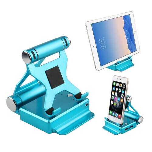 Podium Style Stand With Extended Battery Up To 200% For iPad, iPhone And Other Smart Gadgets - Color: Blue