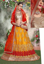 Load image into Gallery viewer, Yellow Embroidered Semi Stitched Lehenga Choli With Dupatta