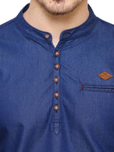 Load image into Gallery viewer, True Blue Denim Cotton Casual Short Kurta for Men