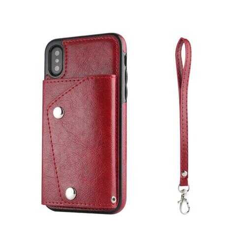 Minimal Case with Wallet for Apple Phones -Color: RED, Size: iPhone - X