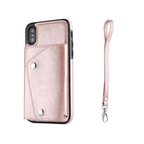 Minimal Case with Wallet for Apple Phones -Color: PINK, Size: iPhone - X