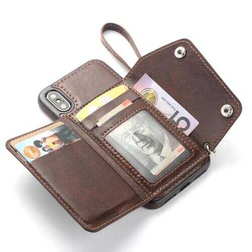 Minimal Case with Wallet for Apple Phones -Color: BROWN, Size: iPhone - MAX-Ms