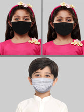 Cargar imagen en el visor de la galería, Unisex Kids Essential Solid and Polka Dot Printed Reusable Anti-Pollution Comfortable Half Face, Ear Loop Cotton Wellness Masks  (Medium Size) - Pack of 3
