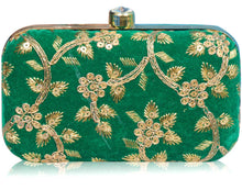 将图片加载到图库查看器,Trendy Velvet Party Wear Bridal Box Clutch With Metal Sling Chain