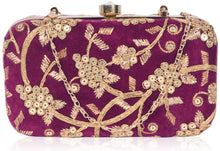 Load image into Gallery viewer, Trendy Velvet Party Wear Bridal Box Clutch With Metal Sling Chain