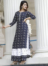 Cargar imagen en el visor de la galería, Stylish Rayon Bandhej Printed Kurta With Skirt Set