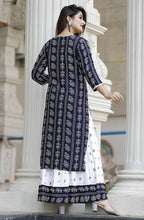 Cargar imagen en el visor de la galería, Stylish Rayon Bandhej Printed Kurta With Skirt Set