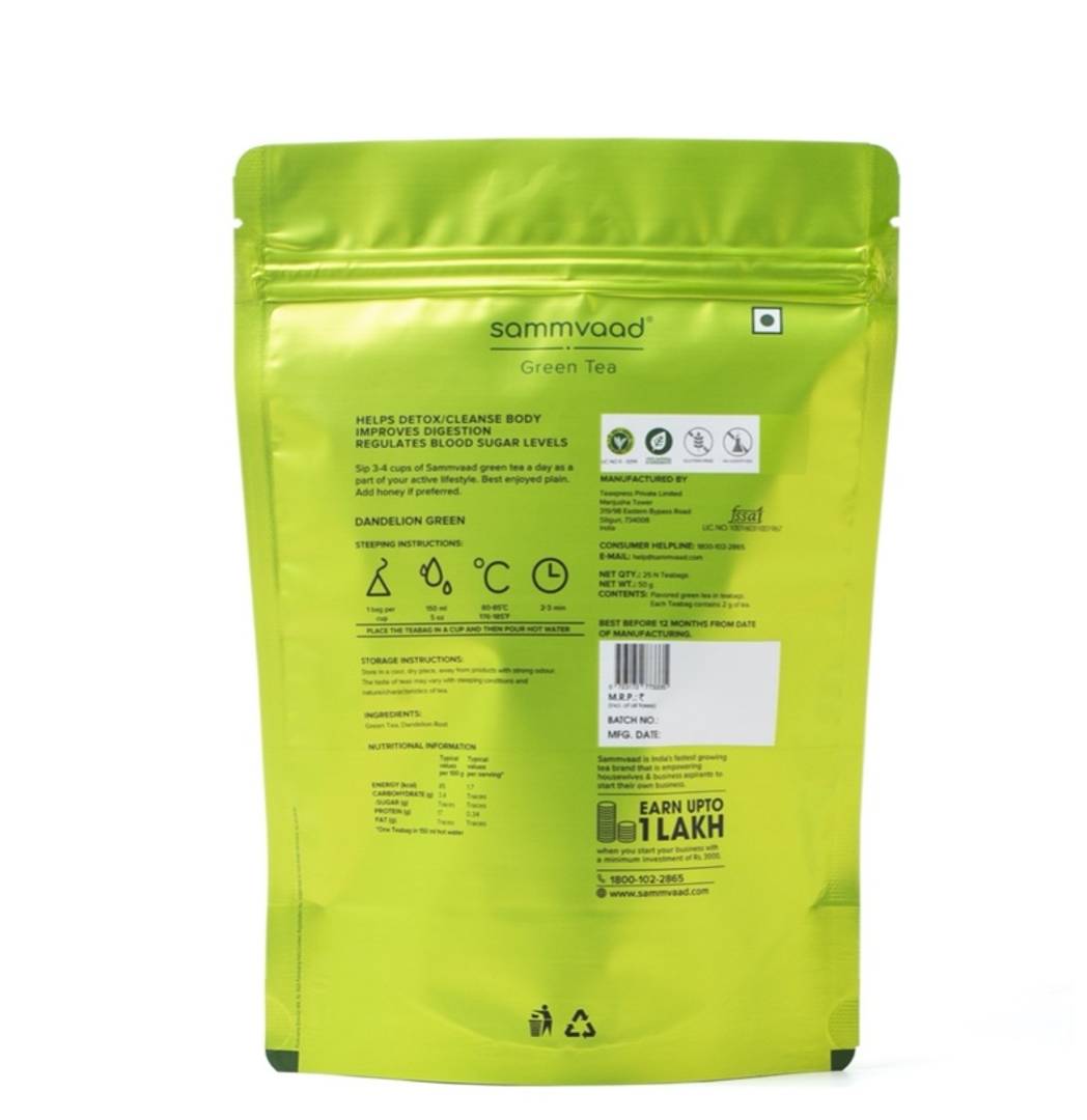 Dandelion Green Tea - A refreshing drink that is sweet and detoxifies your body and helps you break down food.