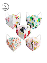 Cargar imagen en el visor de la galería, Women Printed Pack of 5 Reusable 2-Ply Cotton Cloth Masks