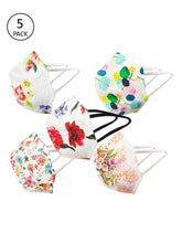 Cargar imagen en el visor de la galería, Women Printed Pack of 5 Reusable 2-Ply Cotton Cloth Masks