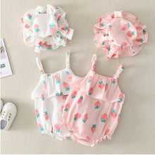 Load image into Gallery viewer, 2019 NEW 2 PCS Baby Girls Clothes Summer Sunsuit Floral Print Princess Rompers+Sun Hat Brief Set Infant Outfit Jumpsuit Clothes