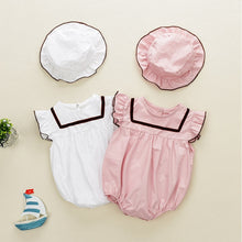 Load image into Gallery viewer, 2019 NEW 2 PCS Baby Girls Clothes Summer Sunsuit Floral Print Princess Rompers+Sun Hat Brief Set Infant Outfit Jumpsuit Clothes