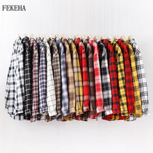 Cargar imagen en el visor de la galería, 2020 Women's Plaid Shirt Chic Checked Blouse Long Sleeve Female Casual Print Shirts Loose Cotton Tops