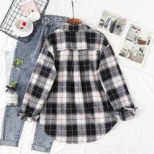Cargar imagen en el visor de la galería, 2020 Women's Plaid Shirt Chic Checked Blouse Long Sleeve Female Casual Print Shirts Loose Cotton Tops
