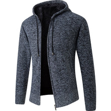 Cargar imagen en el visor de la galería, 2020 Men's Cardigan Hooded Collar Fleece Warm Sweaters Coat Men Coat Hoodies Jacket Thick Full  Solid Cardigan Male Coats