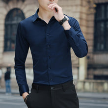 將圖片載入圖庫檢視器 2021 Large Size Men's Business Casual Long Sleeved Shirt White Blue Black Smart Male Social Dress Shirt Plus Dropshipping