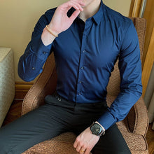 Cargar imagen en el visor de la galería, 2021 New Fashion Cotton Long Sleeve Shirt Solid Slim Fit Male Social Casual Business White Black Dress Shirts 5XL 6XL 7XL 8XL