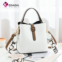 Load image into Gallery viewer, 2021 Wide Straps Female PU Leather White Bucket Handbag Famous Brand Designer Lady's Shoulder Crossbody Bags Women's Handbags
