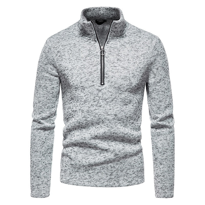 2021 Men's Winter New European & American Sweater Sweater Placket Zipper Design Solid Color Turtleneck Pullover Jacket Men