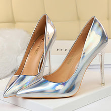 Cargar imagen en el visor de la galería, 2021 Women 10.5cm High Heels Silver Fetish Pumps Lady Stripper Green Gold Stiletto Wedding Bridal Valentine Scarpin Party Shoes