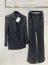Cargar imagen en el visor de la galería, 2021FW Autumn Luxury Suits Women Black Shoulder Padded Blazer Jacket With Casual Long Trouse Female Fashion Sets Gdnz 7.02