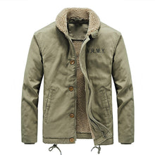Cargar imagen en el visor de la galería, 2022 Men's Winter Jacket Coat Plus Velvet Zip Solid Button Casual Long Sleeve Turn-down Collar Woven Winter Thermal Coat Outwear