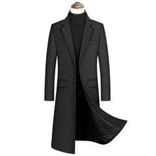 Cargar imagen en el visor de la galería, 2022 winter over the knee long men's fashion slim wool coat luxury high quality business gentleman youth thick warm wool coat