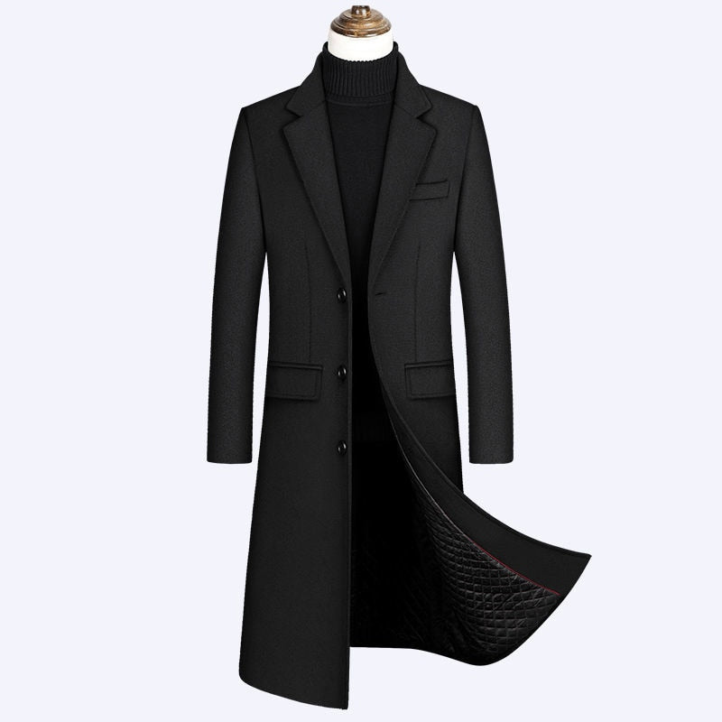 2022 winter over the knee long men's fashion slim wool coat luxury high quality business gentleman youth thick warm wool coat