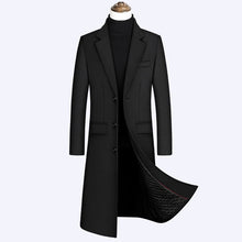 Cargar imagen en el visor de la galería, 2022 winter over the knee long men's fashion slim wool coat luxury high quality business gentleman youth thick warm wool coat