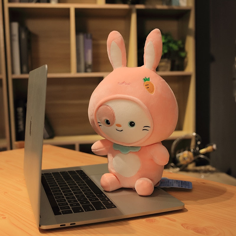 25-45cm Kitty doll cute cat doll transformed into dinosaur Rabbit plush toy pillow doll girl's Day gift