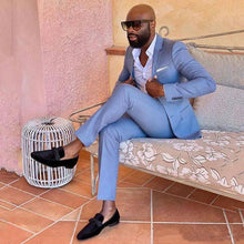 Load image into Gallery viewer, Blue Men's Suit. Wedding Suits Man Tuxedos Slim Fit Notched Lapel Terno